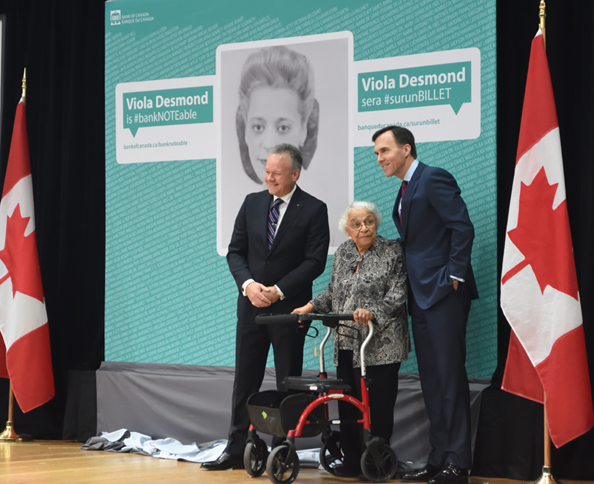 Announcement of Viola Desmond bank note